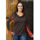 Camiseta viscosa bicolor marrón