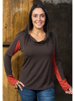 Camiseta viscosa bicolor marrón
