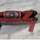 Cartera piel roja círculos
