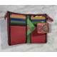 Cartera piel roja círculos