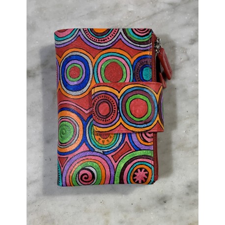 Cartera pell vermella cercles