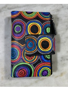 Cartera piel negra círculos