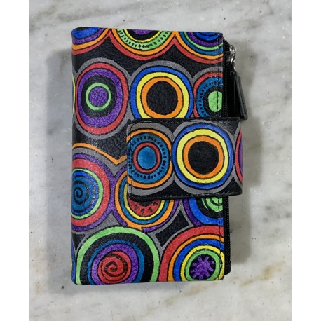 Cartera piel negra círculos