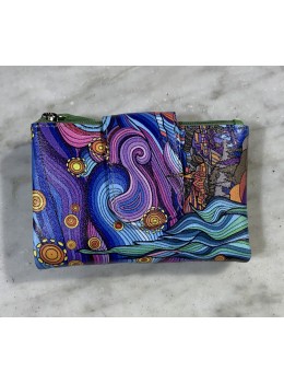 Cartera piel print lila