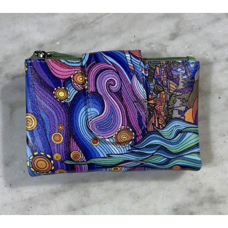 Cartera piel print lila