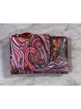 Cartera piel print roja