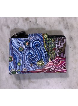 Cartera piel print azul