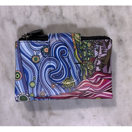 Cartera piel print azul