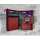 Cartera piel roja círculos