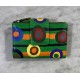 Cartera piel verde cículos