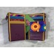 Cartera piel lila círculos