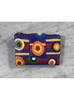 Cartera piel lila círculos