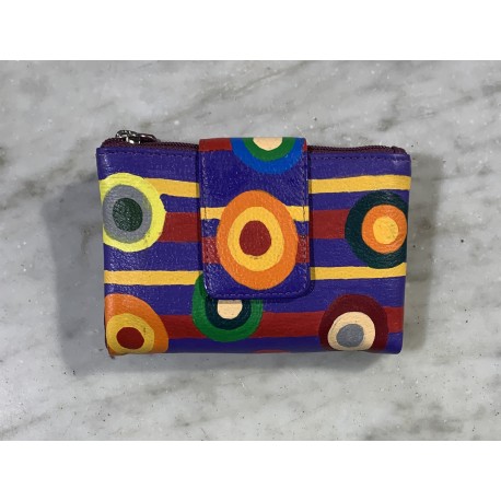 Cartera piel lila círculos