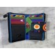 Cartera piel negra círculos