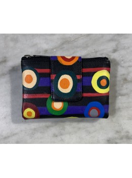 Cartera piel negra círculos