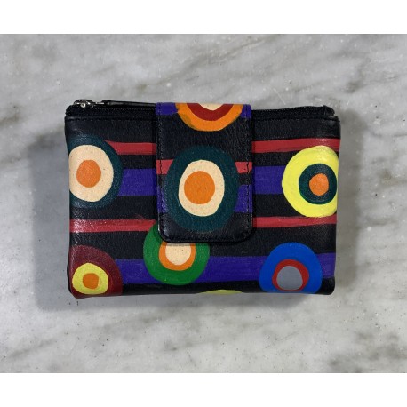 Cartera piel negra círculos