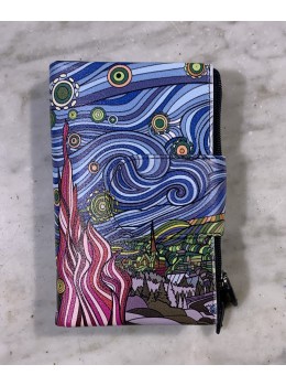 Cartera piel M print azul