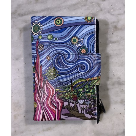 Cartera piel M print azul