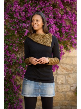 Jersey calido cuello asimetrico mostaza
