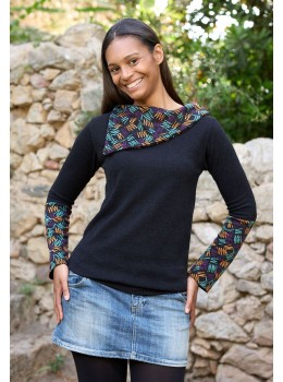 Jersey cálido cuello asimétrico zig zag