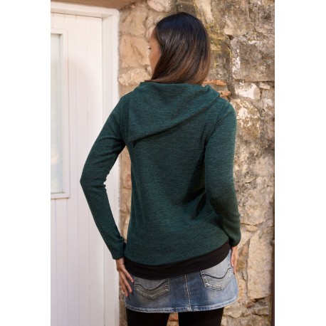 Jersey cálido cuello asimétrico verde