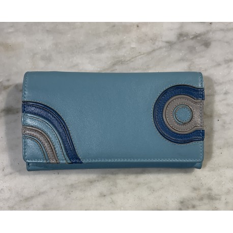 Cartera pell blau cel