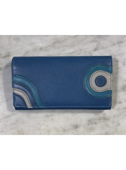 Cartera pell blava