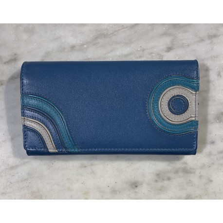 Cartera piel azul