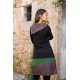 Vestido cálido cuello asimétrico combi verde