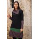 Vestido cálido cuello asimétrico combi verde