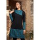 Vestido cálido cuello asimétrico turquesa
