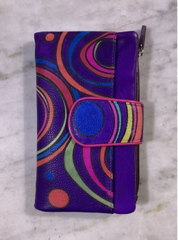 Cartera piel lila ondas