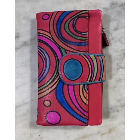 Cartera piel rojo ondas