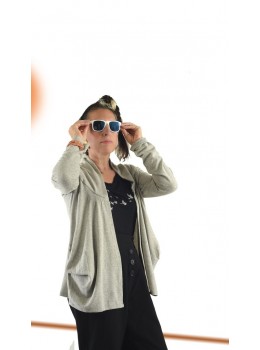 Chaqueta cálida abierta gris claro