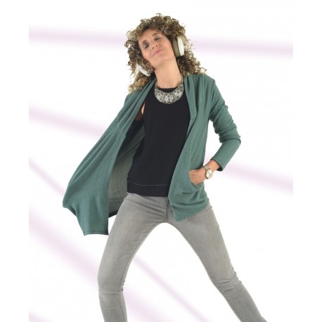 Chaqueta cálida abierta verdosa