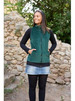 Chaleco capucha pana verde