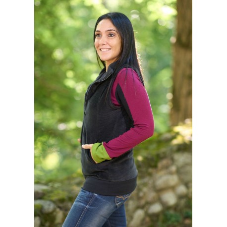 Chaleco capucha pana negra