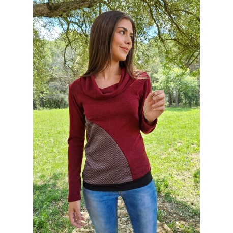 Jersey cálido granate print