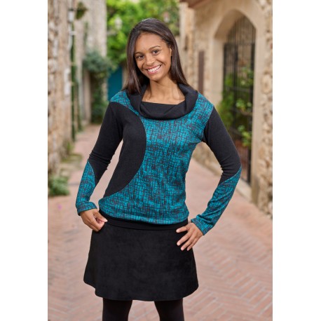 Jersey cálido abstract turquesa