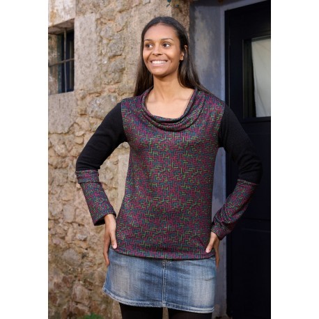 Jersey cálido sin pieza granate abstract