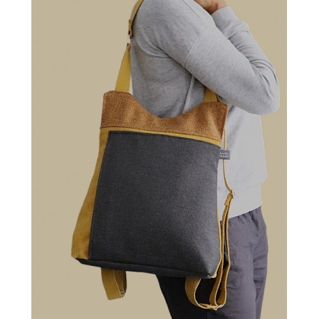 Bolso motxilla gina textures mostassa