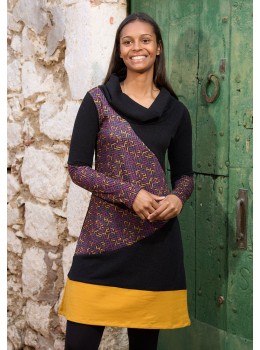 Vestit càlid abstract lila mostassa