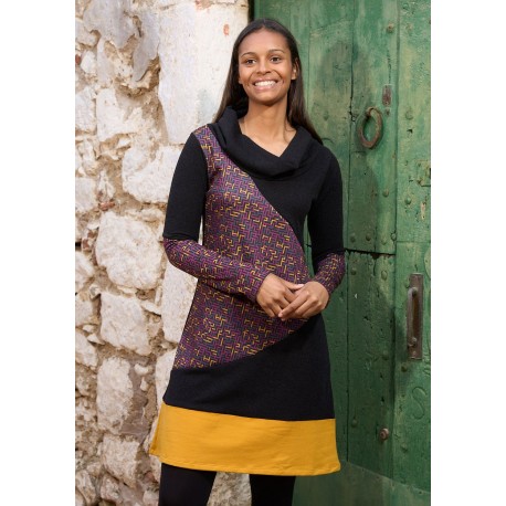 Vestido cálido abstract lila mostaza