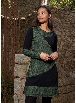 Vestido cálido combi verde