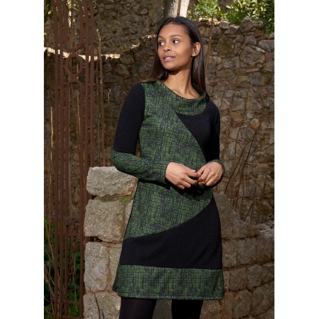 Vestido cálido combi verde