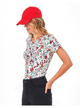 Camiseta Xantik fruncido flores