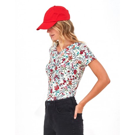 Camiseta Xantik fruncido flores
