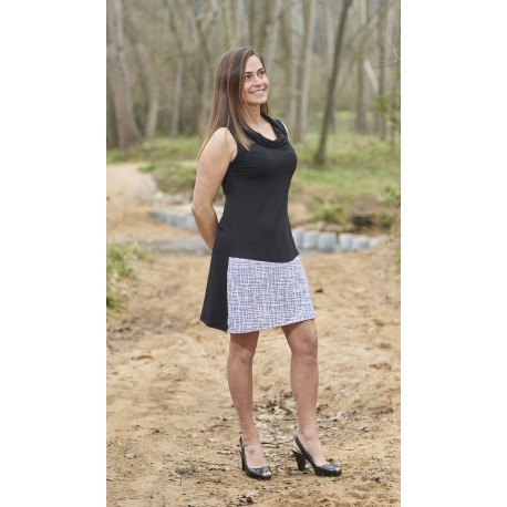 Vestido cuello tiras gris